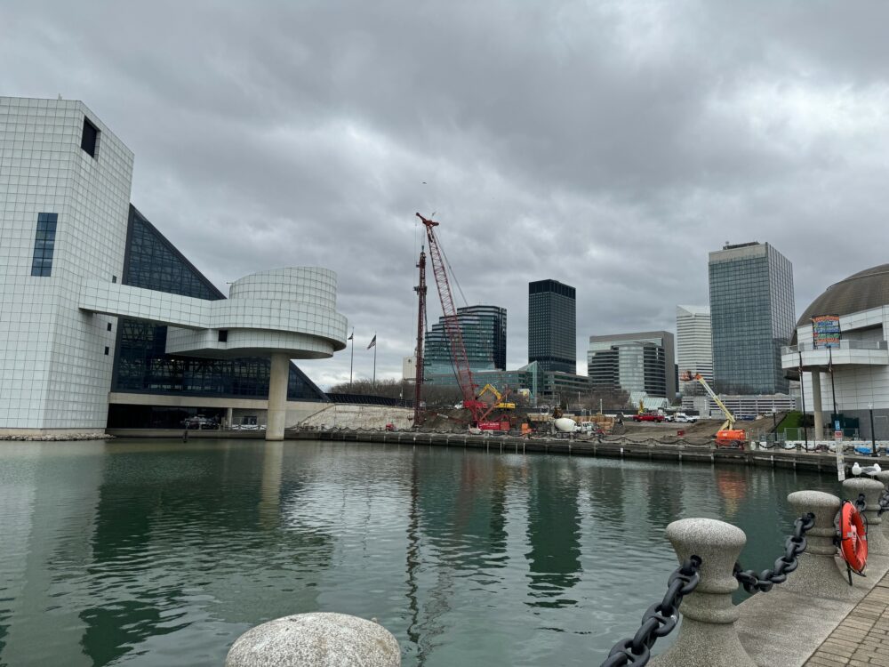 Rock and Roll Hall of Fame Expansion project view from the lake